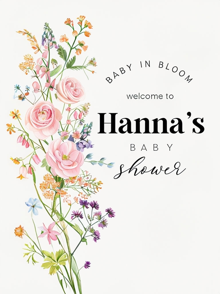 Elegant Botanical Baby Shower Welcome Sign Design