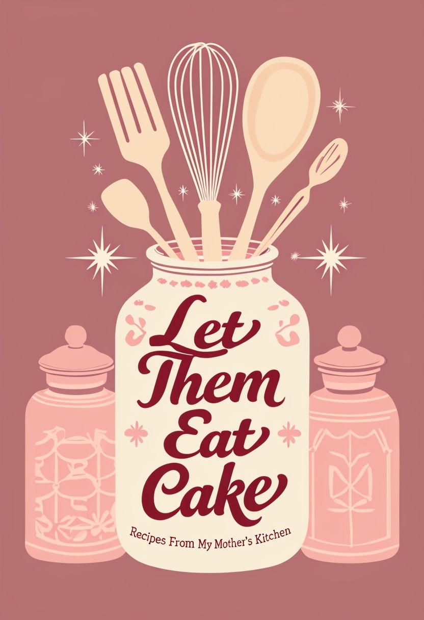 Vintage Let Them Eat Cake Kitchen Recipes Book Cover Design