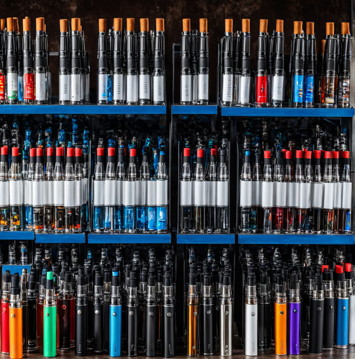 A lot of electronic cigarettes on the table in a pair