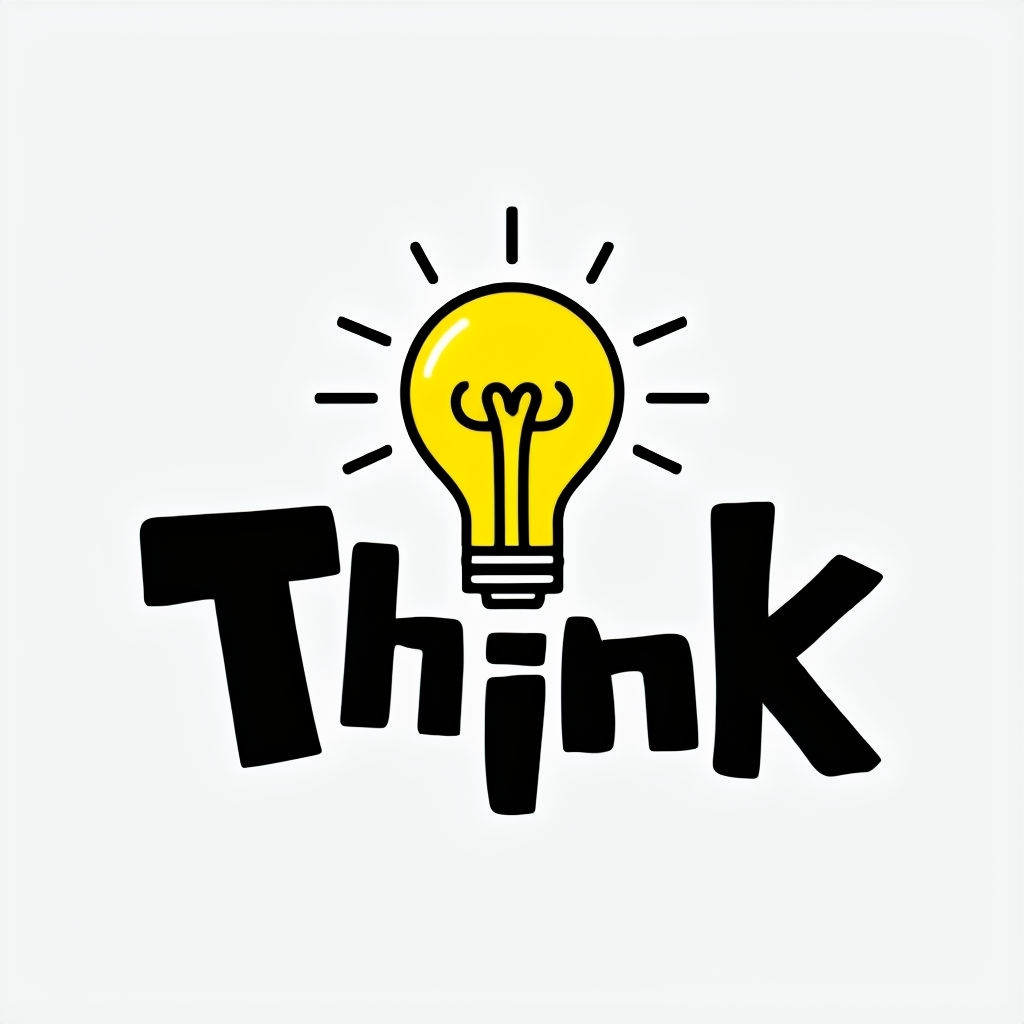 Playful Minimalist Think Light Bulb Logo Design