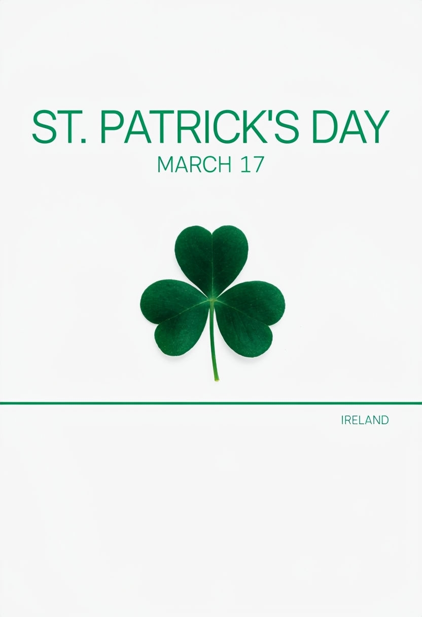 Minimalist St. Patrick's Day Poster with Shamrock Design Social Media Post