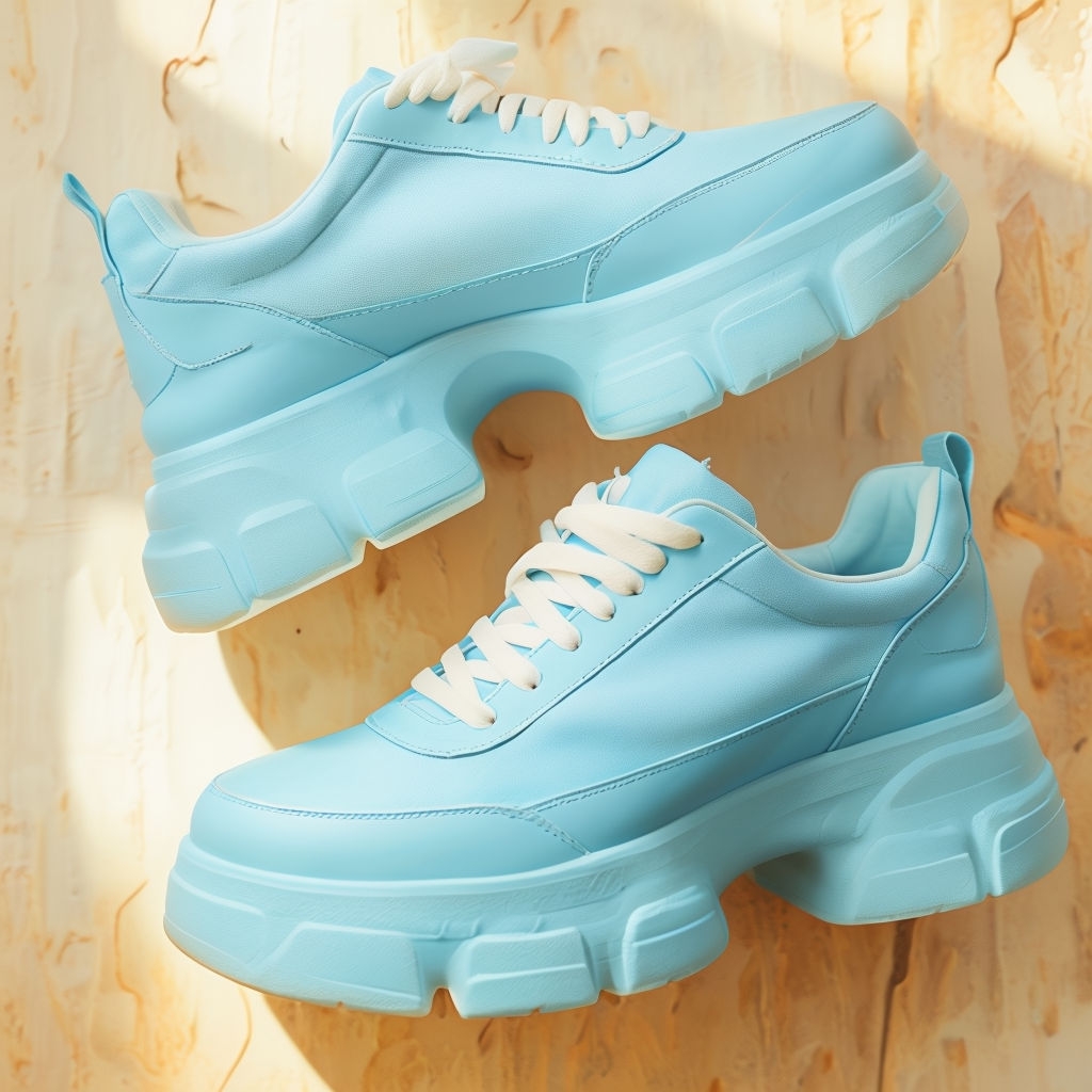 Pastel Blue Chunky Platform Sneakers Mockup