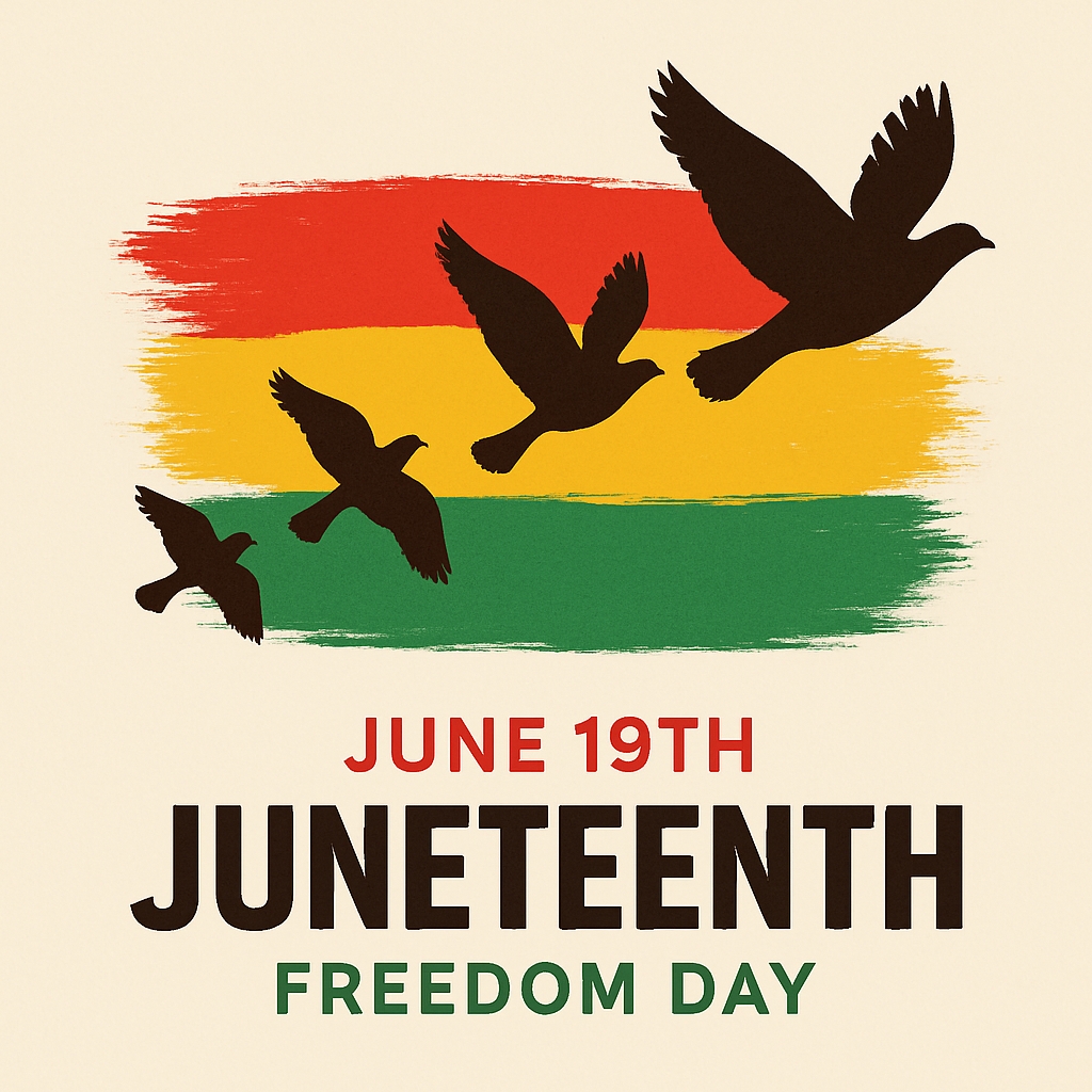 Juneteenth Celebration Poster with Birds and Freedom Symbols Social Media Post