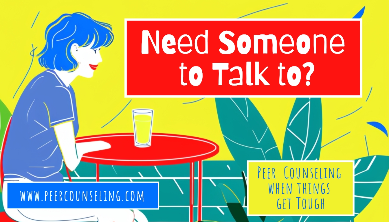 Vibrant Peer Counseling Invitation with Young Woman Illustration Banner