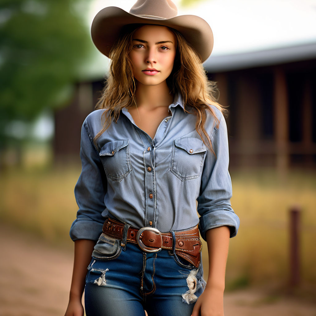 Cowgirl in tight jeans