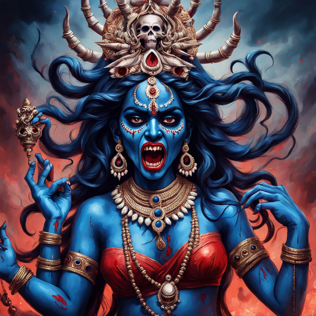 Blue skin Hindu goddess of death and destruction Kali Mata by ...