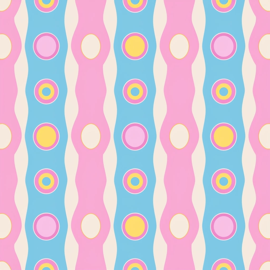 Retro Geometric Teardrop Pattern in Pink and Sky Blue Seamless Pattern