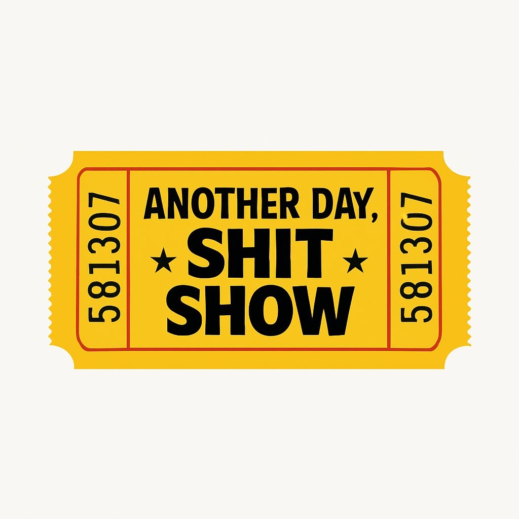 Bright Yellow Circus Ticket with Bold Text Sticker