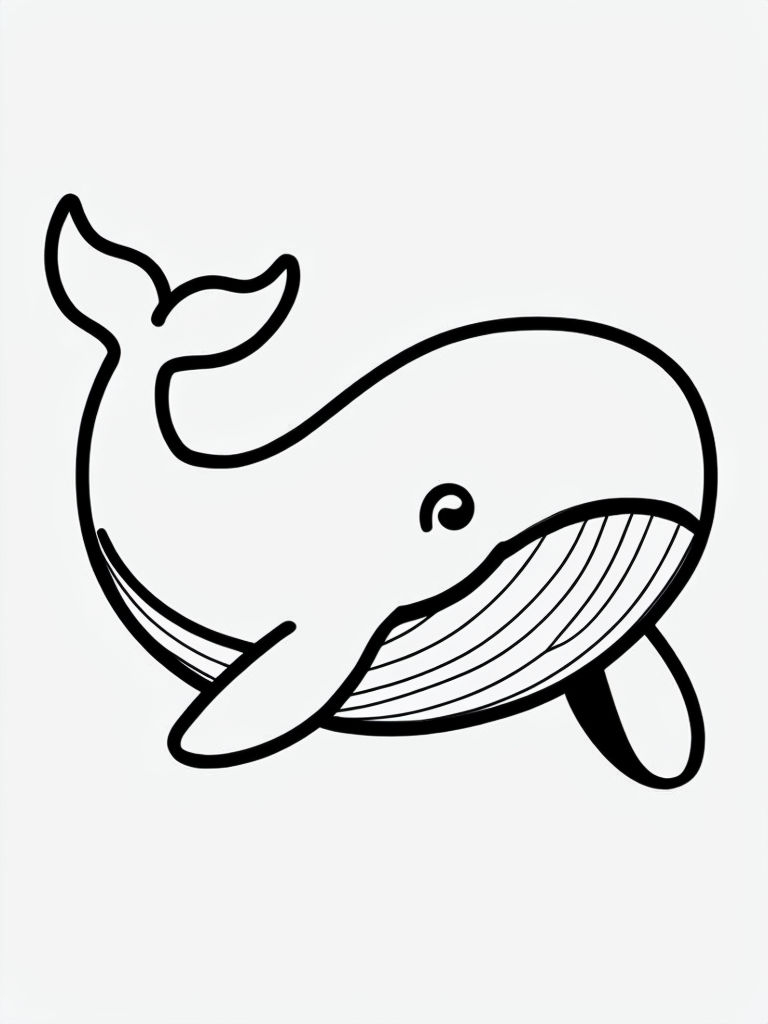 Minimalistic Cartoon Whale Illustration for Coloring Book Pages
