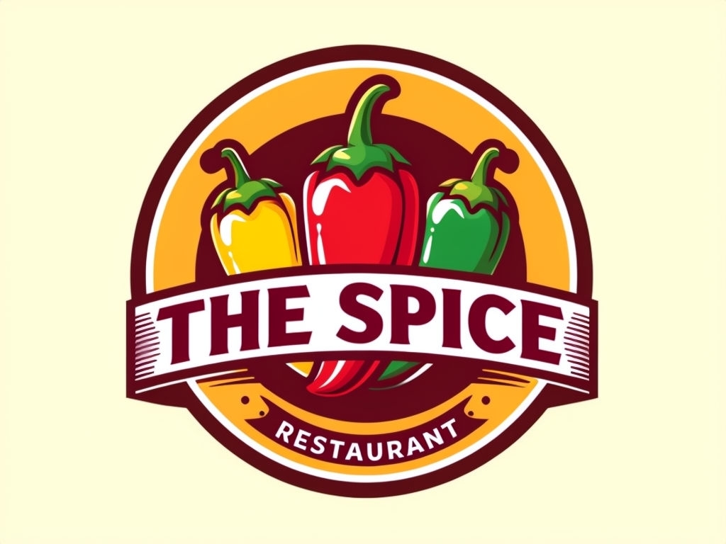 Vibrant Cartoon Chili Peppers Restaurant Logo Design