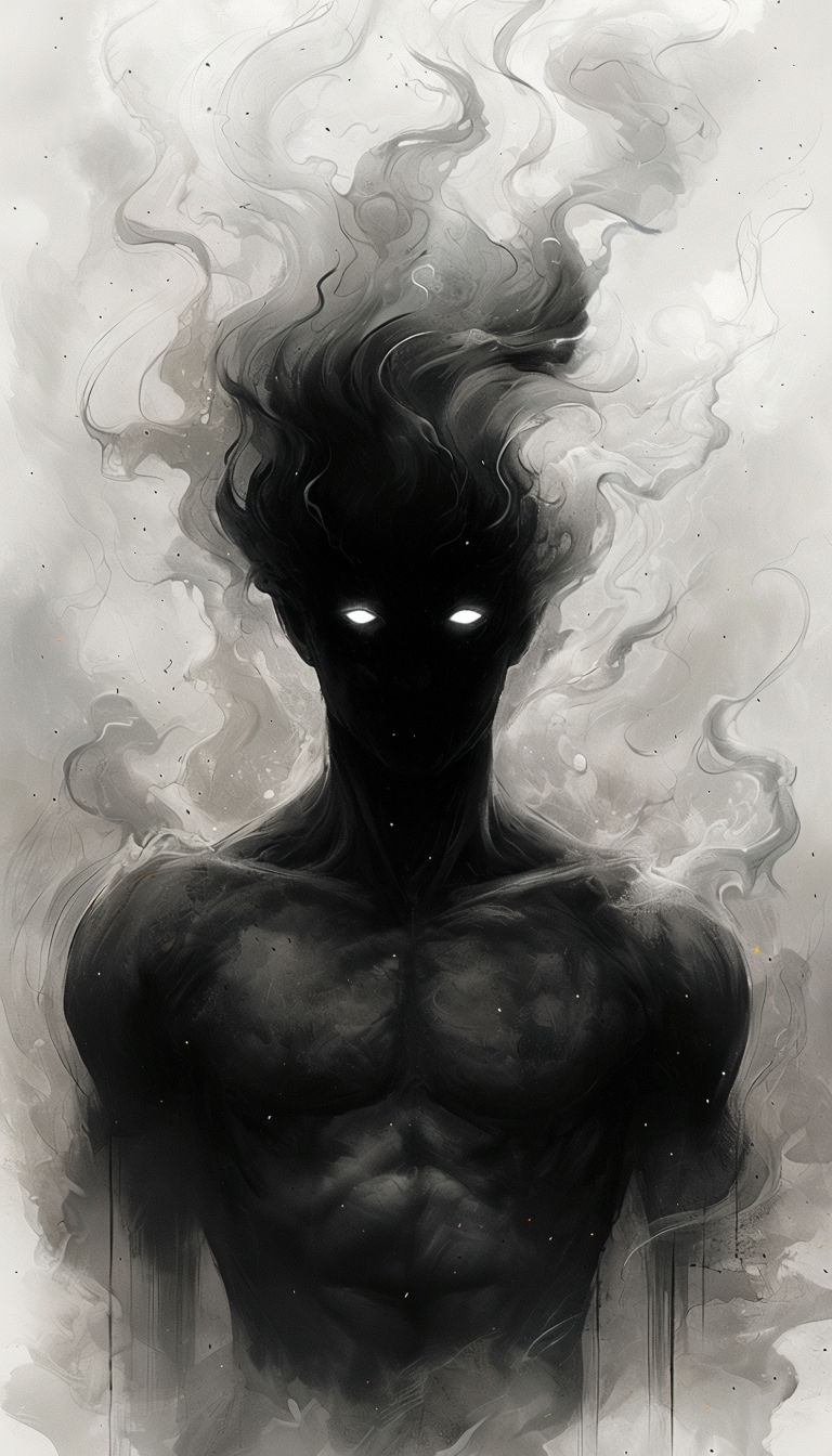 Eerie Dark Figure with Glowing Eyes Abstract Mobile Wallpaper