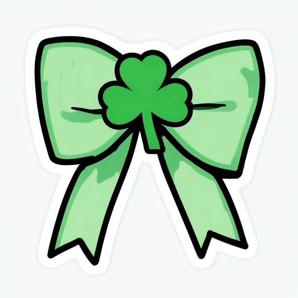 Light Green Cartoon Bow with Shamrock Fun Sticker