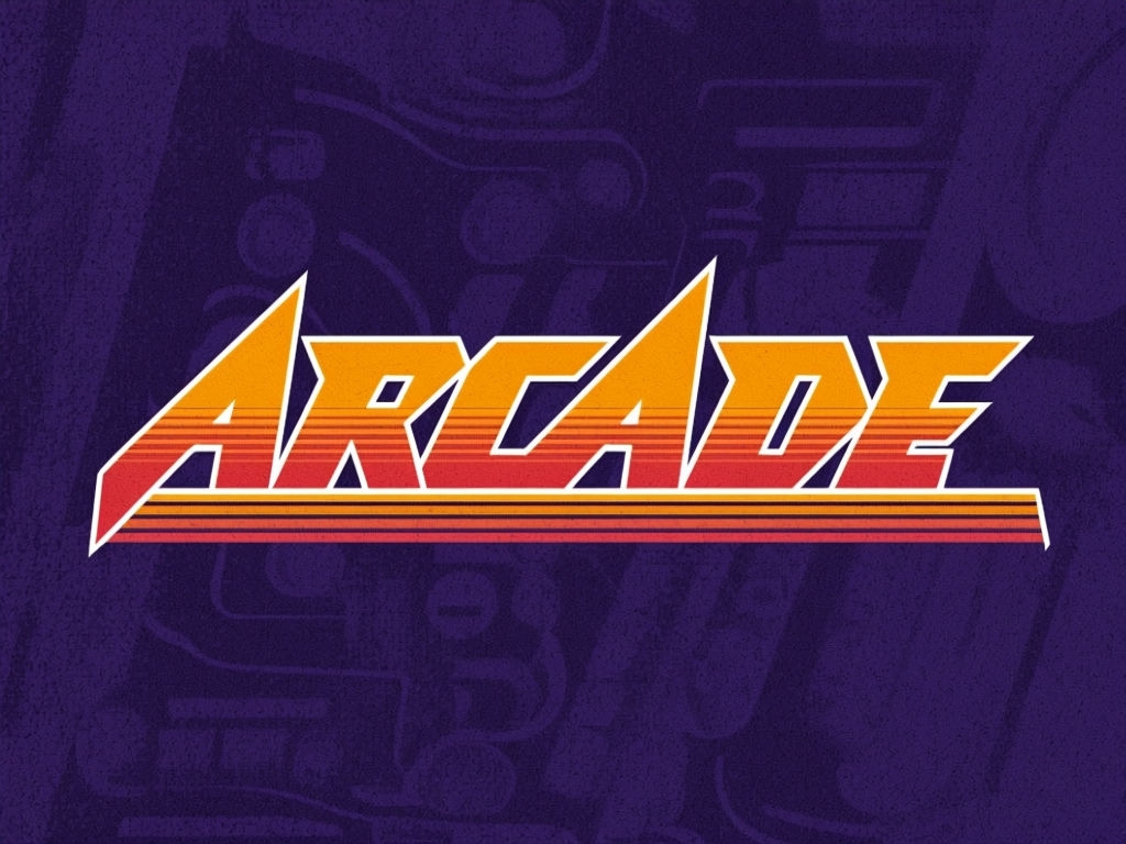 Retro Arcade Graphic Design with Bold Text Logo