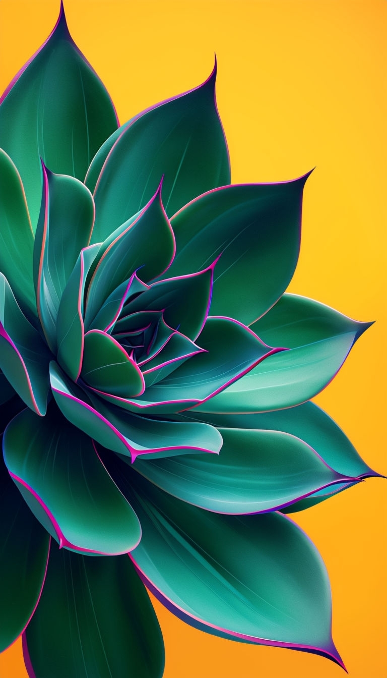 Stylized Vibrant Succulent Plant Close-Up Mobile Wallpaper