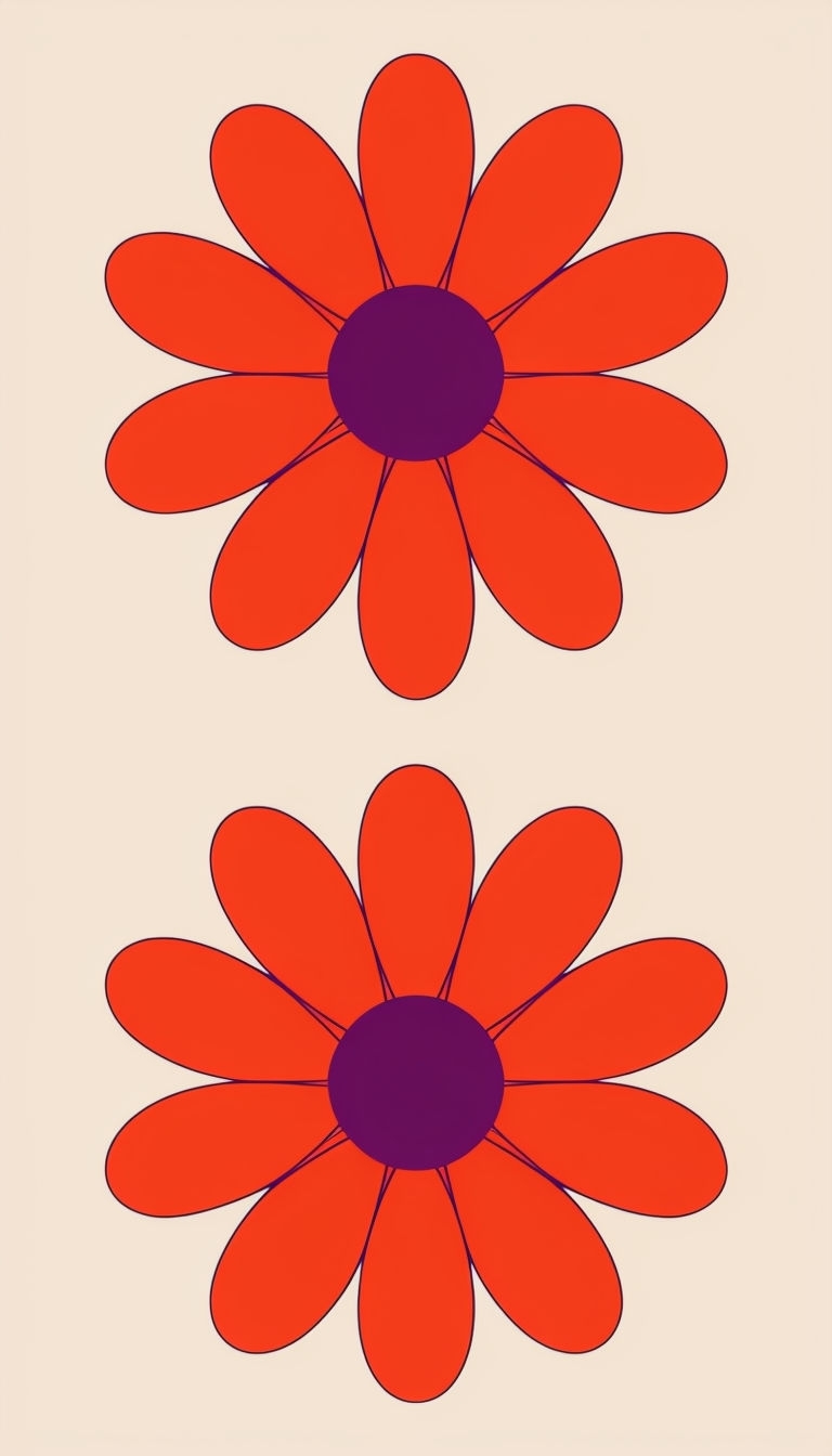 Vibrant Red-Orange Daisy Flower Illustration Phone Case Cover