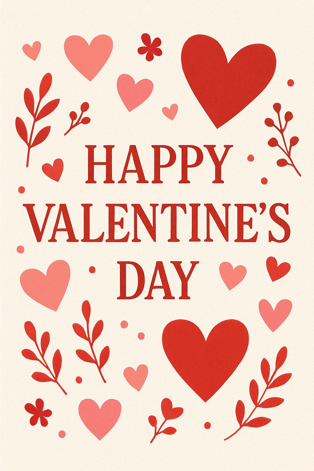 Minimalist Valentine's Day Card Design with Hearts and Text Poster