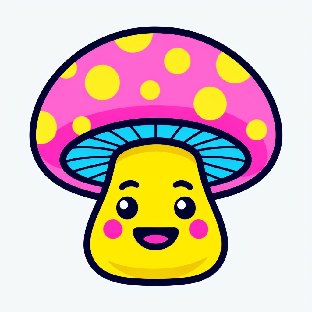 Cheerful Cartoon Mushroom Character with Vibrant Colors Sticker