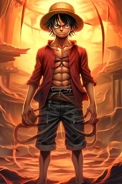 A full body anime style illustration of luffy from one piece by Created ...