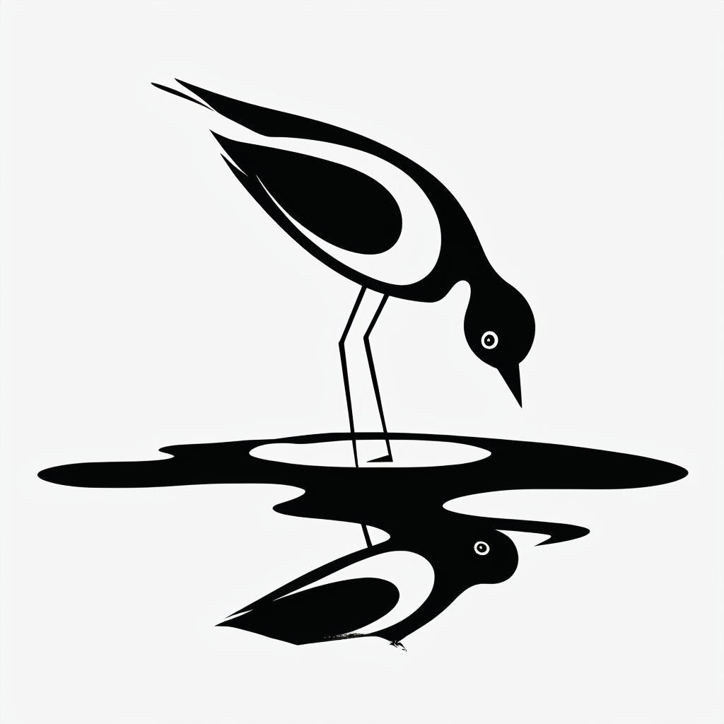 Minimalist Black and White Bird Reflection Design Sticker
