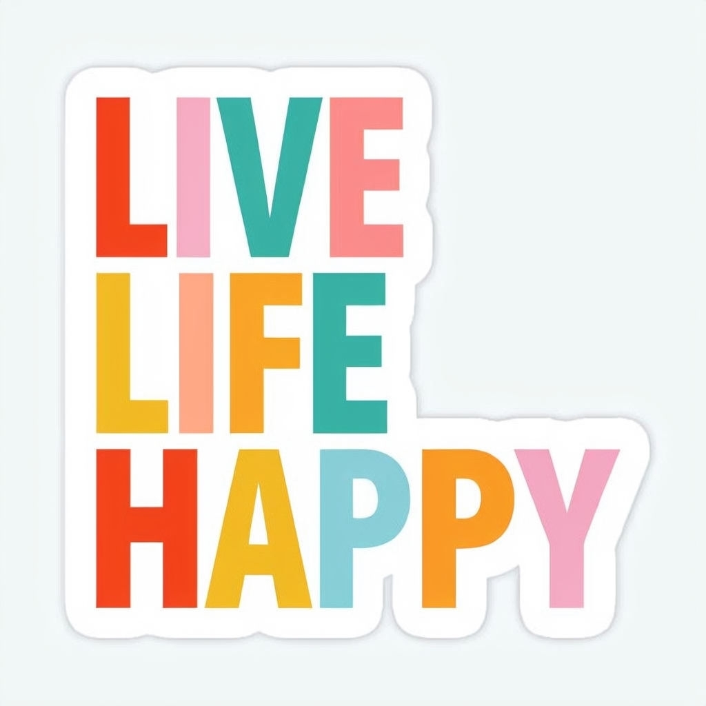 Live Life Happy Colorful Motivational Sticker