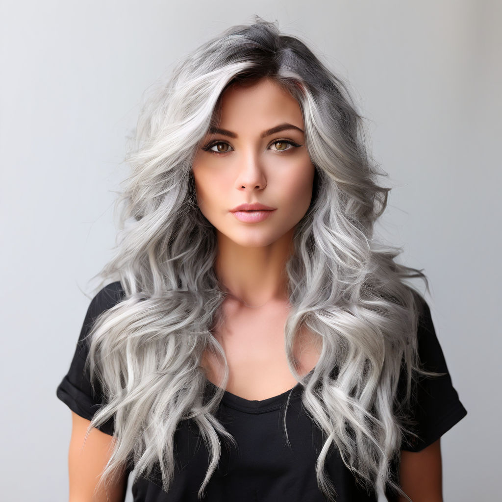 Female with Platinum Gray Long Layered Hair by 낸데 - Playground