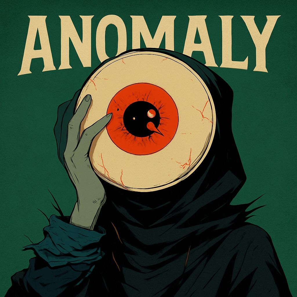 Surreal Eyeball Figure with Tattered Cloak Illustration for Album Cover