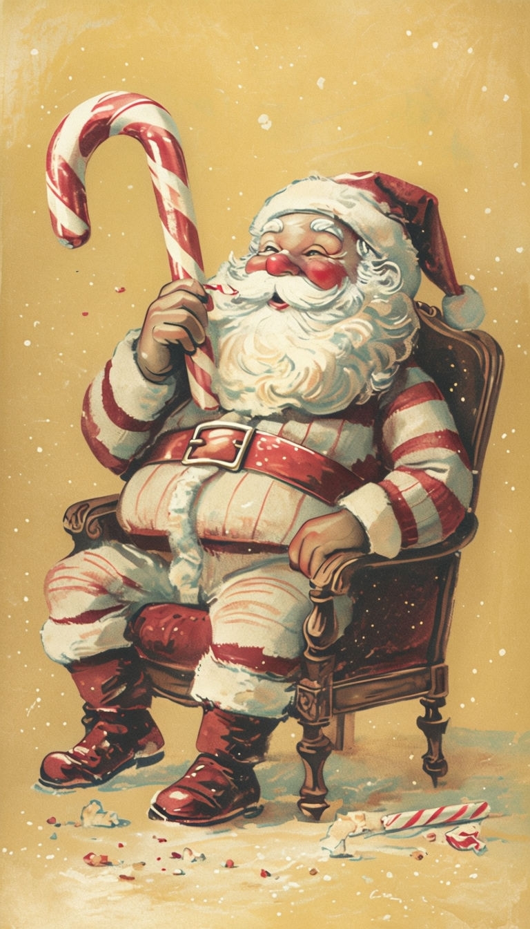 Whimsical Vintage Santa Claus Illustration for Holiday Poster