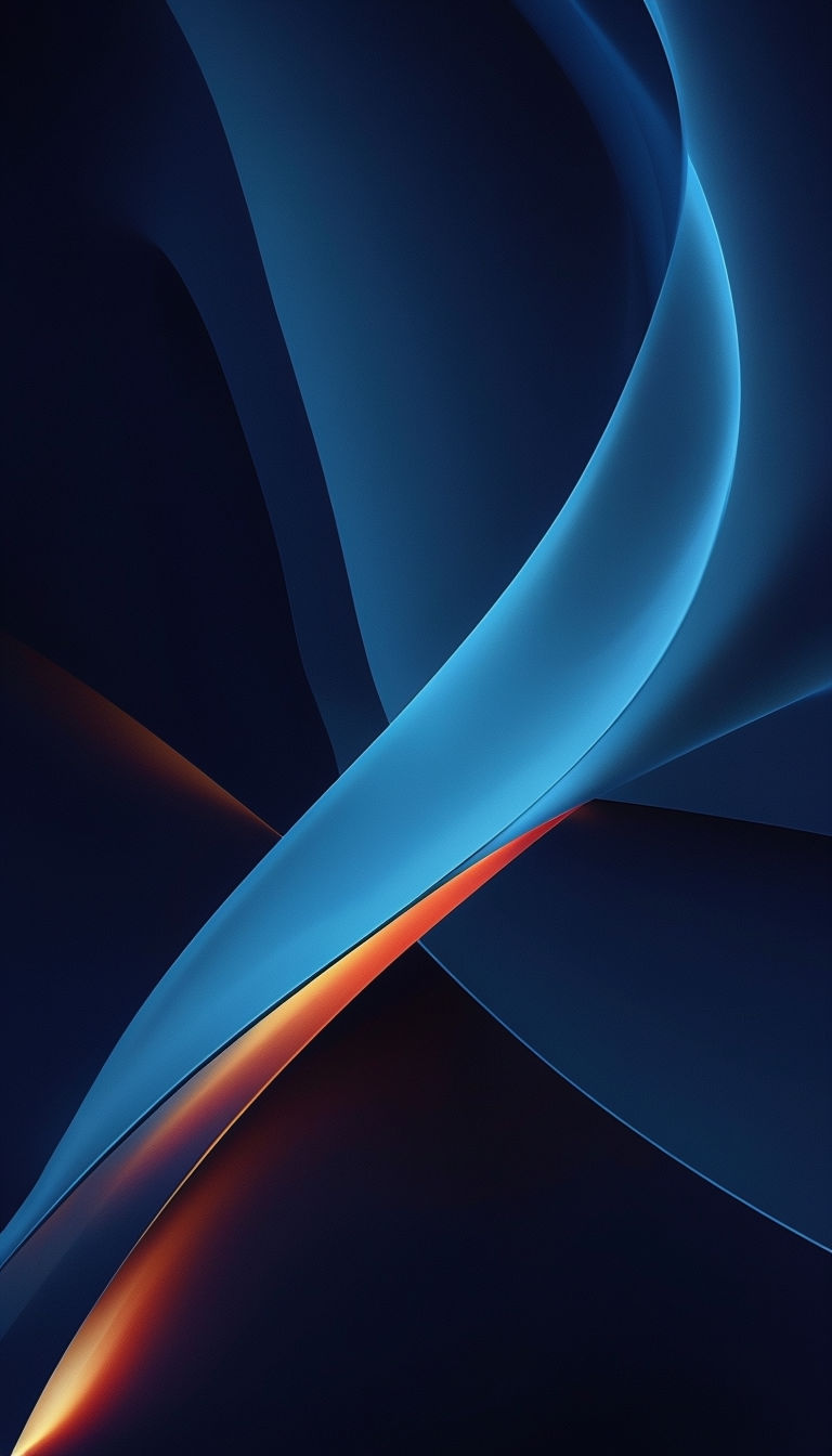 Dynamic Abstract Flowing Shapes in Navy and Sky Blue Art