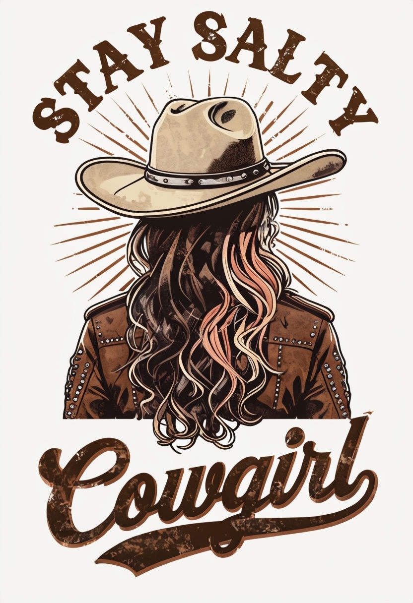 Vintage Western Stay Salty Cowgirl Graphic T-Shirt