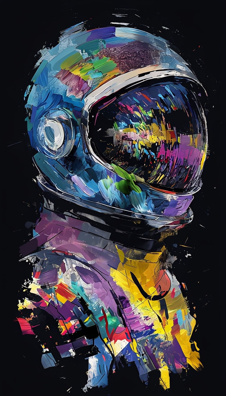 Vibrant Abstract Astronaut Head Digital Artwork for Mobile Wallpaper