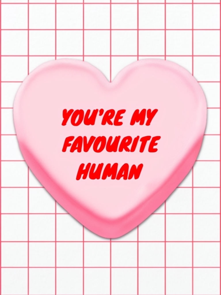 Minimalist Heart Candy Illustration with You're My Favourite Human Message Card