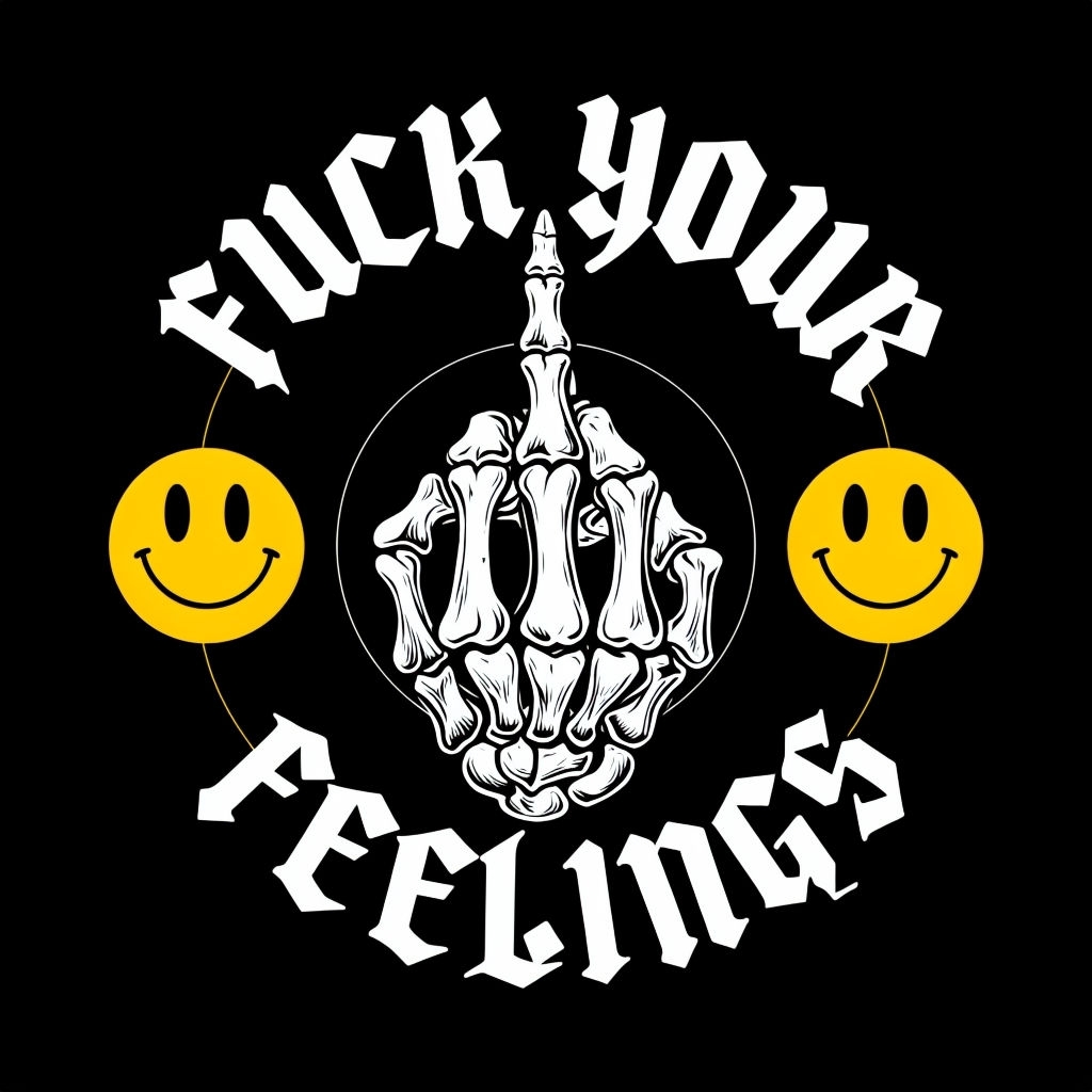 Bold Skeletal Hand with 'F*CK YOUR FEELINGS' Graphic T-Shirt