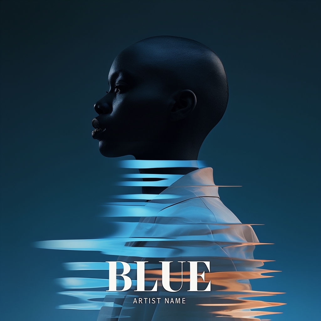 Contemporary Blue Gradient Silhouette Album Cover Design