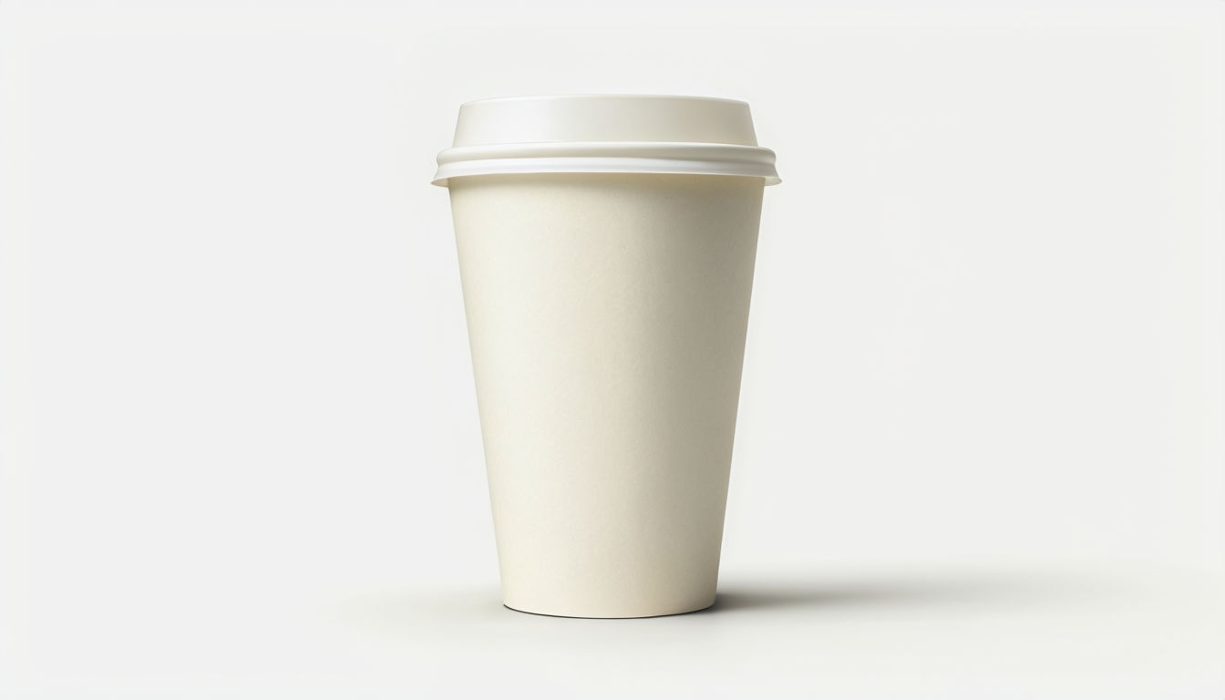 Minimalist Disposable Coffee Cup on Off-White Background Mockup