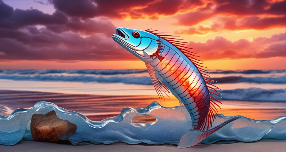 Oarfish head and body rising vertically out of the water tow... by ...