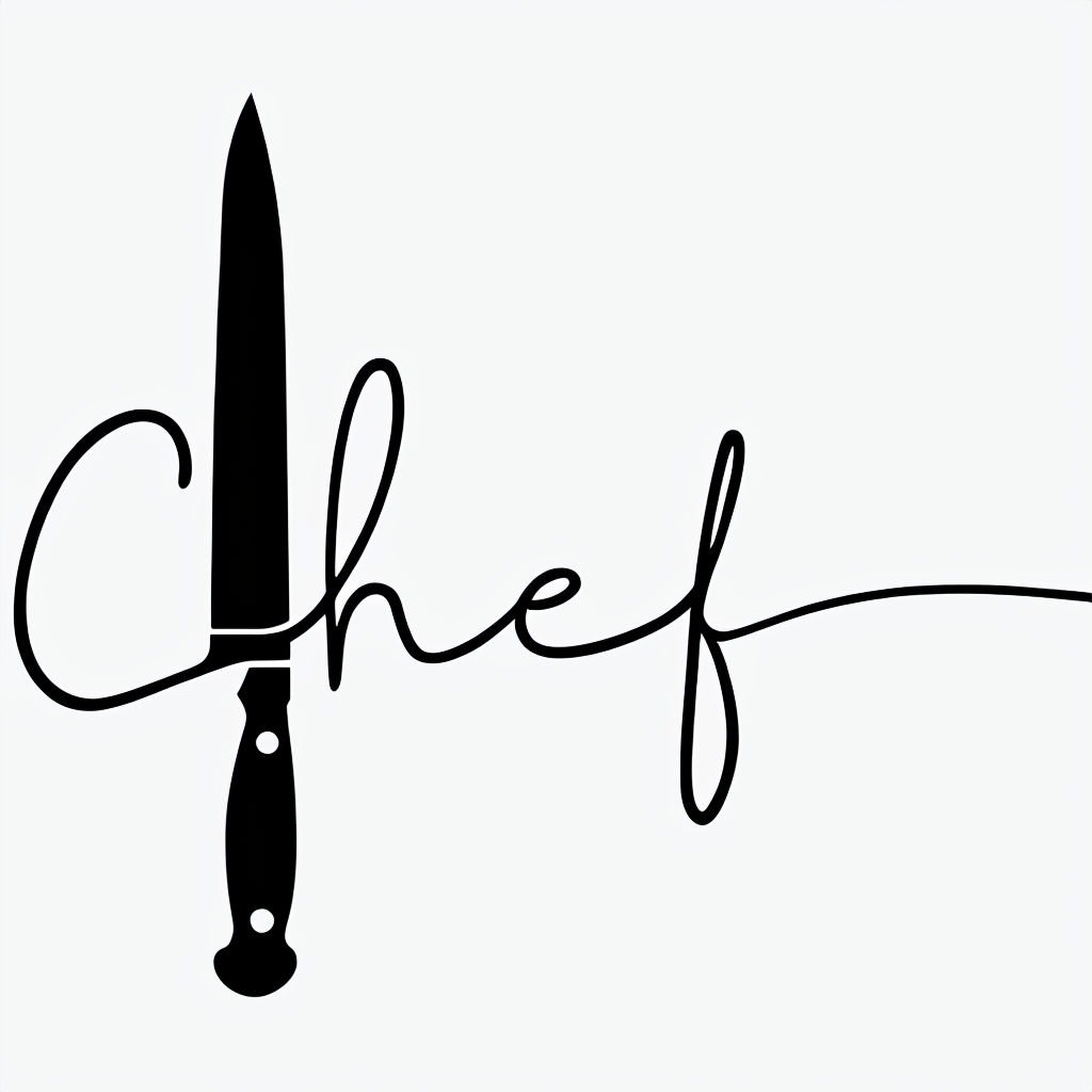 Elegant Minimalist Chef Knife and Script Logo Design