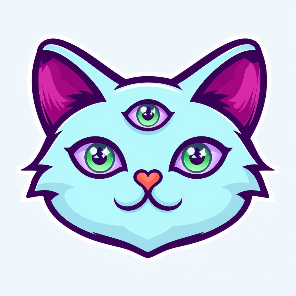 Chic Three-Eyed Cat Vector Icon with Stylish Flair Sticker