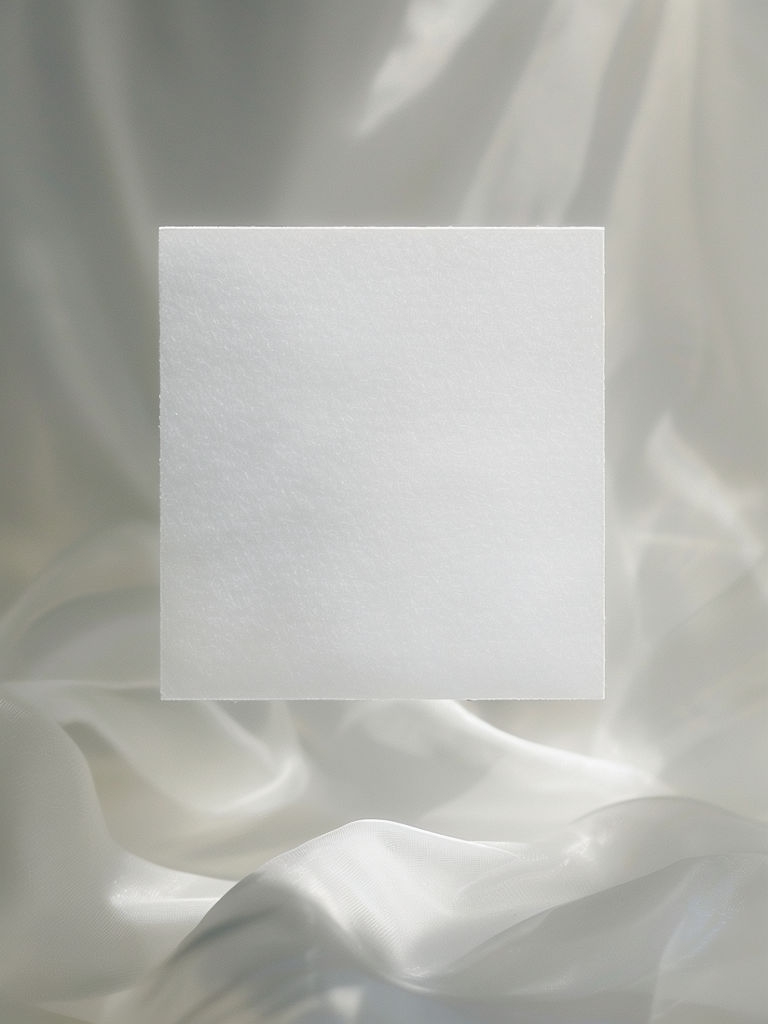 Ethereal Translucent Card Above Silk Fabric Background Mockup