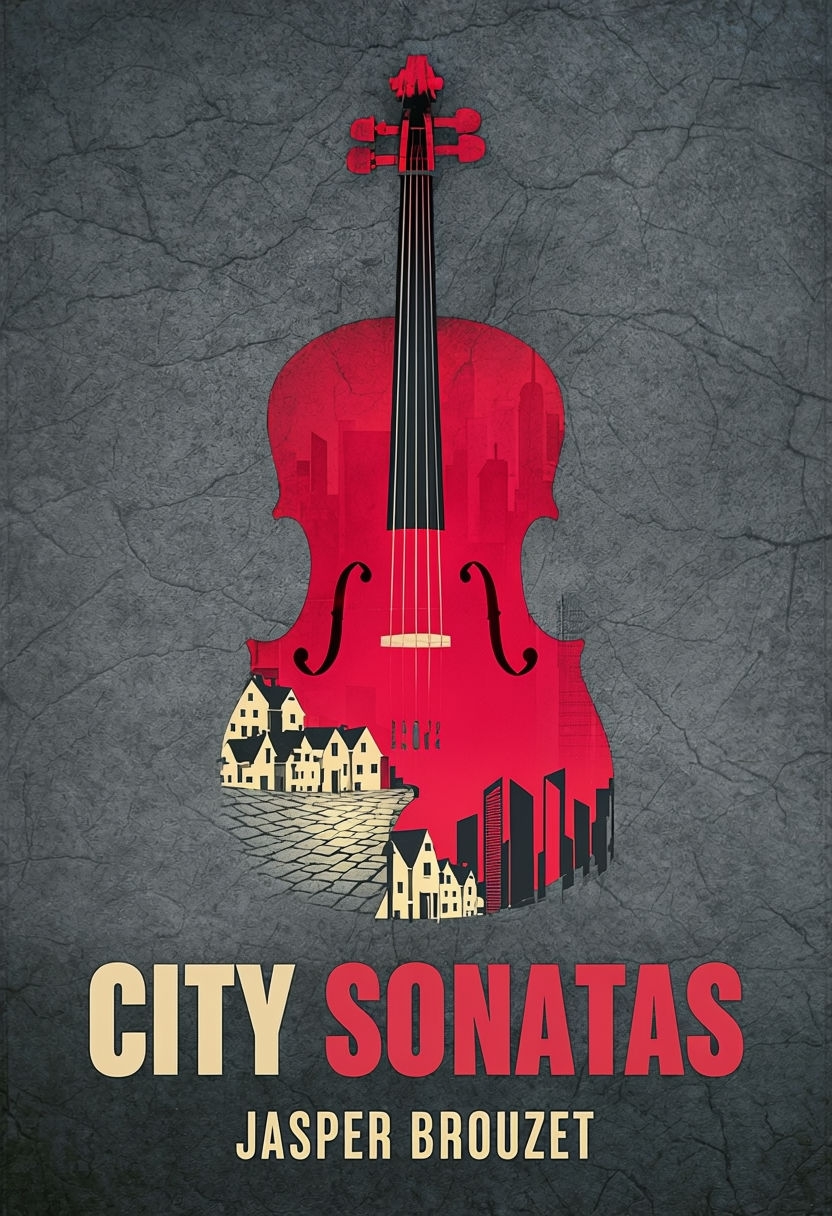 City Sonatas EBook Cover Design with Crimson Cello and Urban Elements