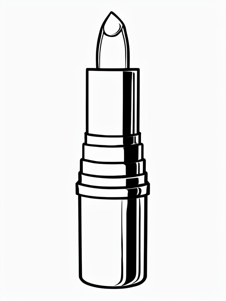 Minimalist Black and White Lipstick Tube Line Drawing Coloring Book Pages