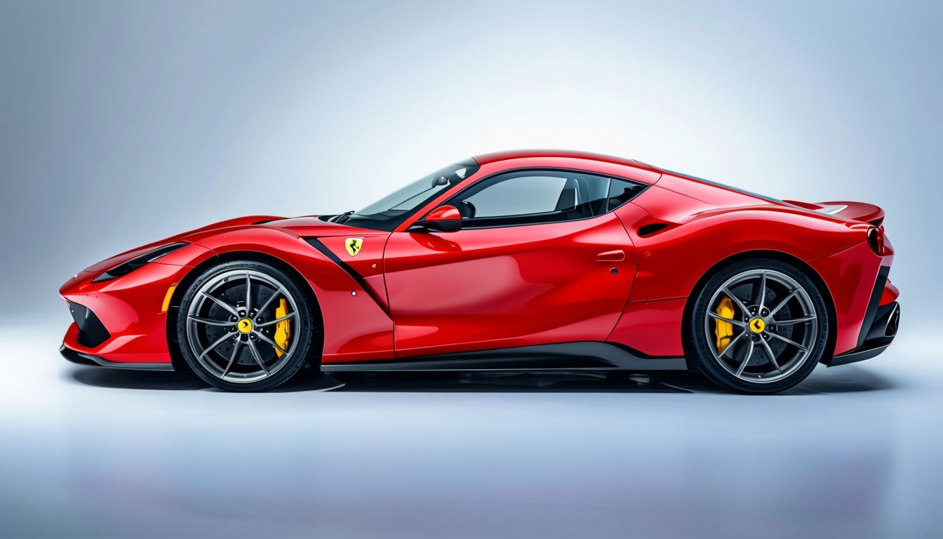 Sleek Scarlet Red Sports Car Side Profile Virtual Background