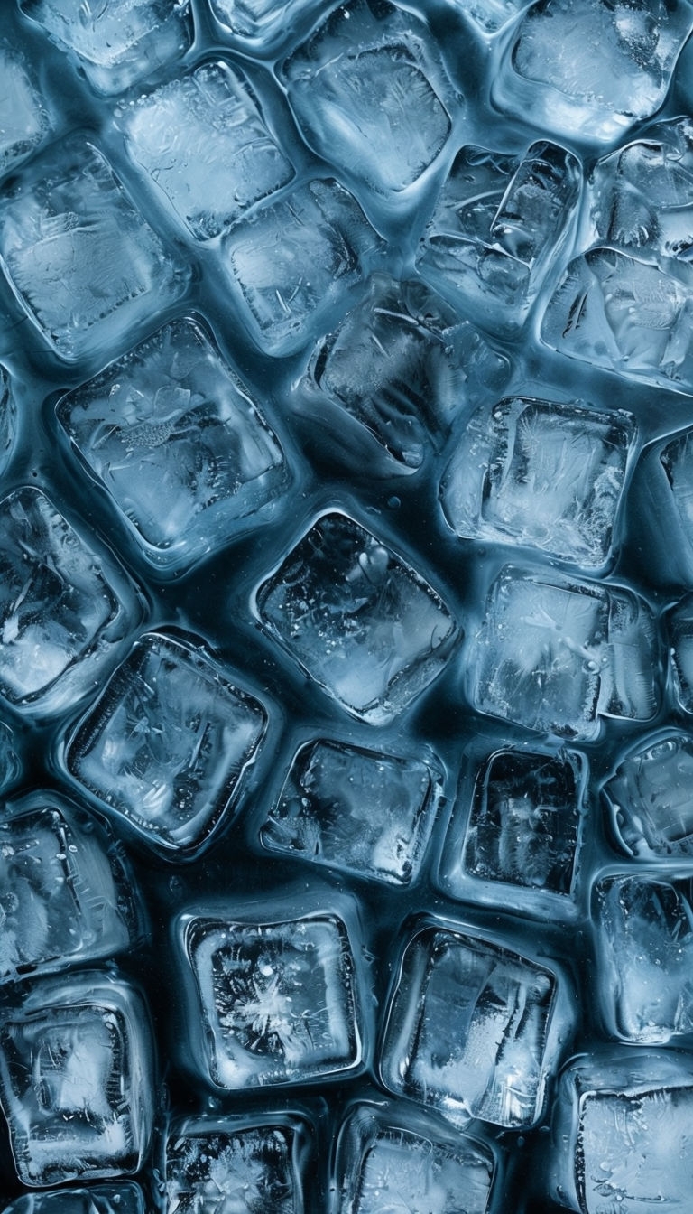 Macro Photography of Ice Cubes Creating a Cool Atmosphere Mobile Wallpaper
