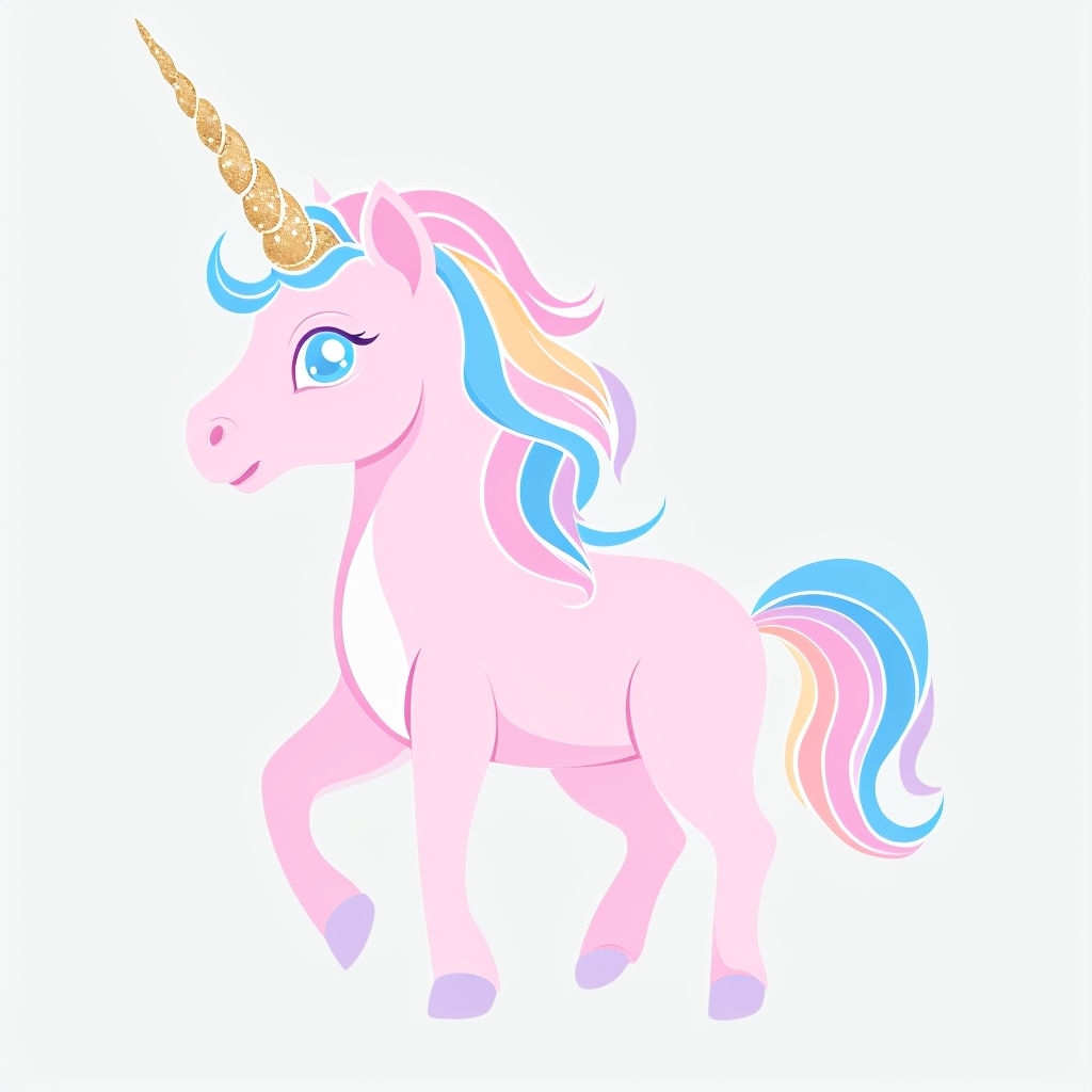 Pastel Pink Minimalist Unicorn Cartoon Illustration Sticker