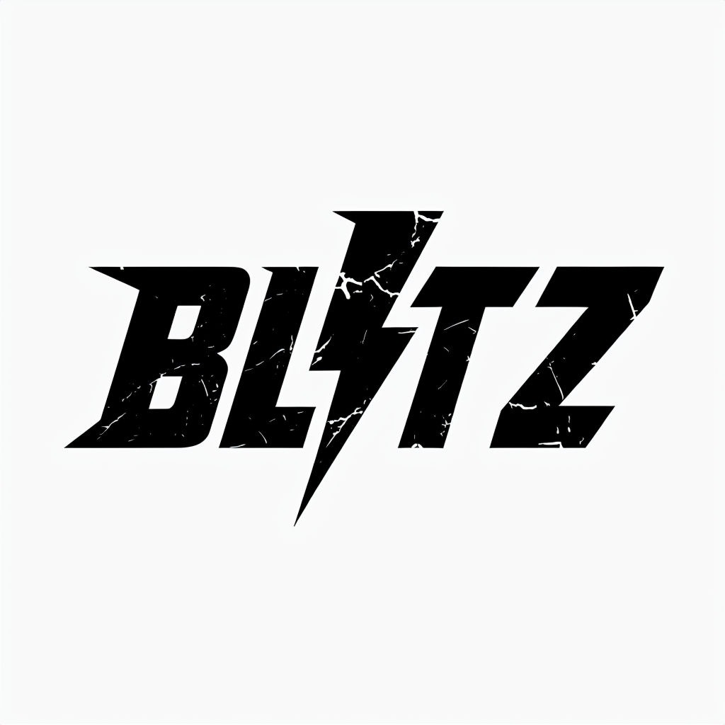 Dynamic Black Blitz Logo with Lightning Bolt Design