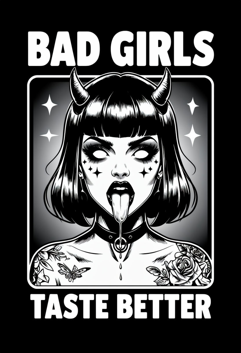 Gothic Bad Girls Taste Better Comic Style T-Shirt