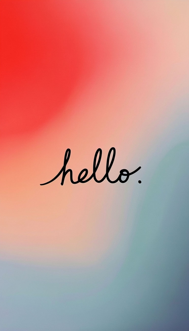 Hello Handwritten Cursive Text on Gradient Background Mobile Wallpaper