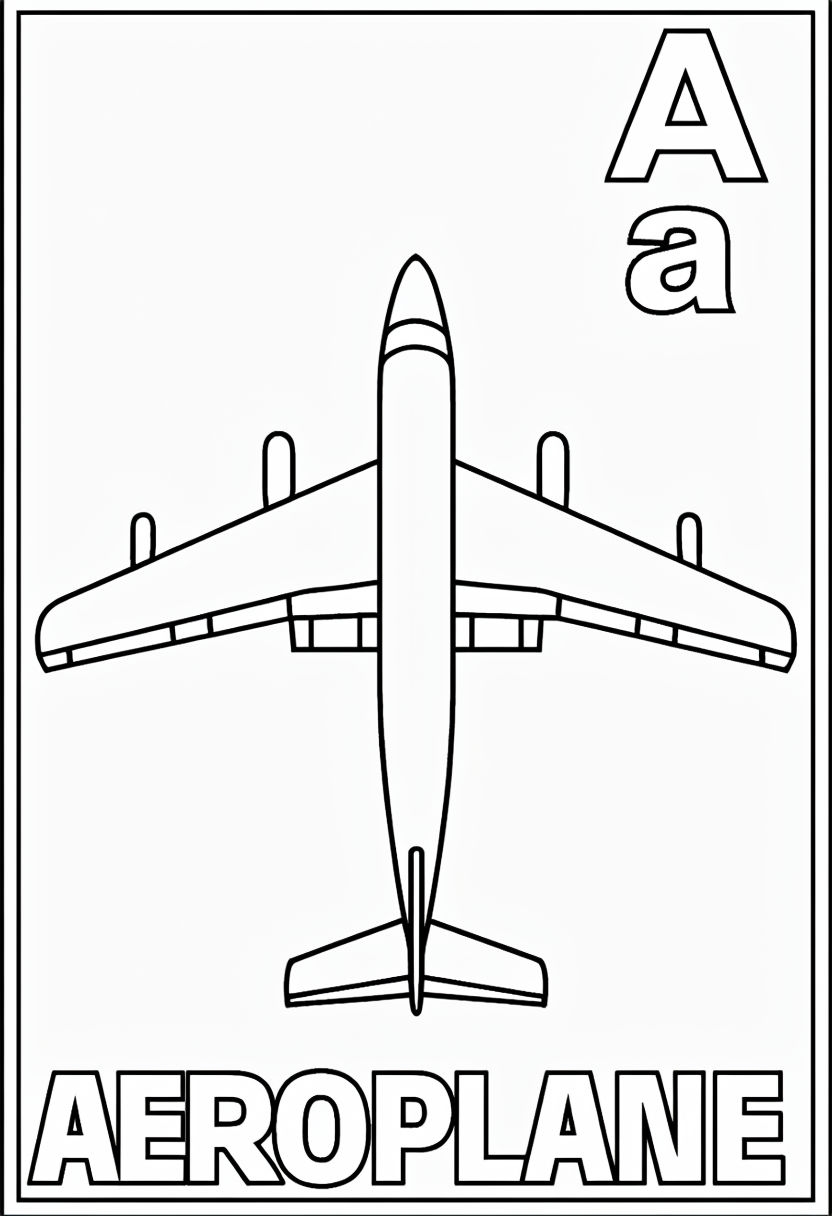 Minimalistic Aeroplane Line Art Design for Coloring Pages