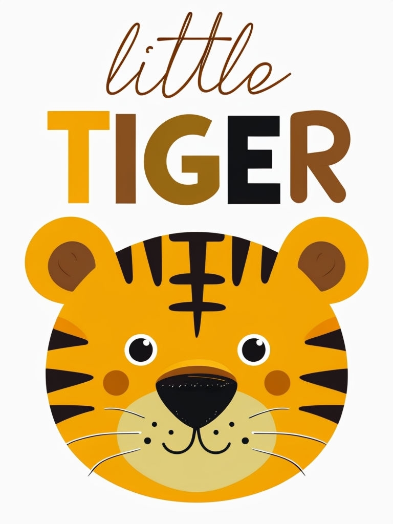 Playful Little Tiger Illustration for Kids Room T-shirt