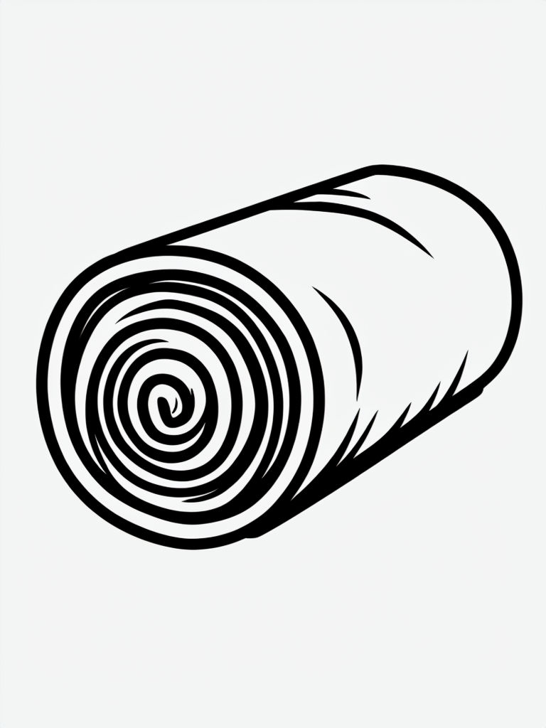Minimalist Black and White Rolled-Up Cloth Illustration Coloring Book Pages