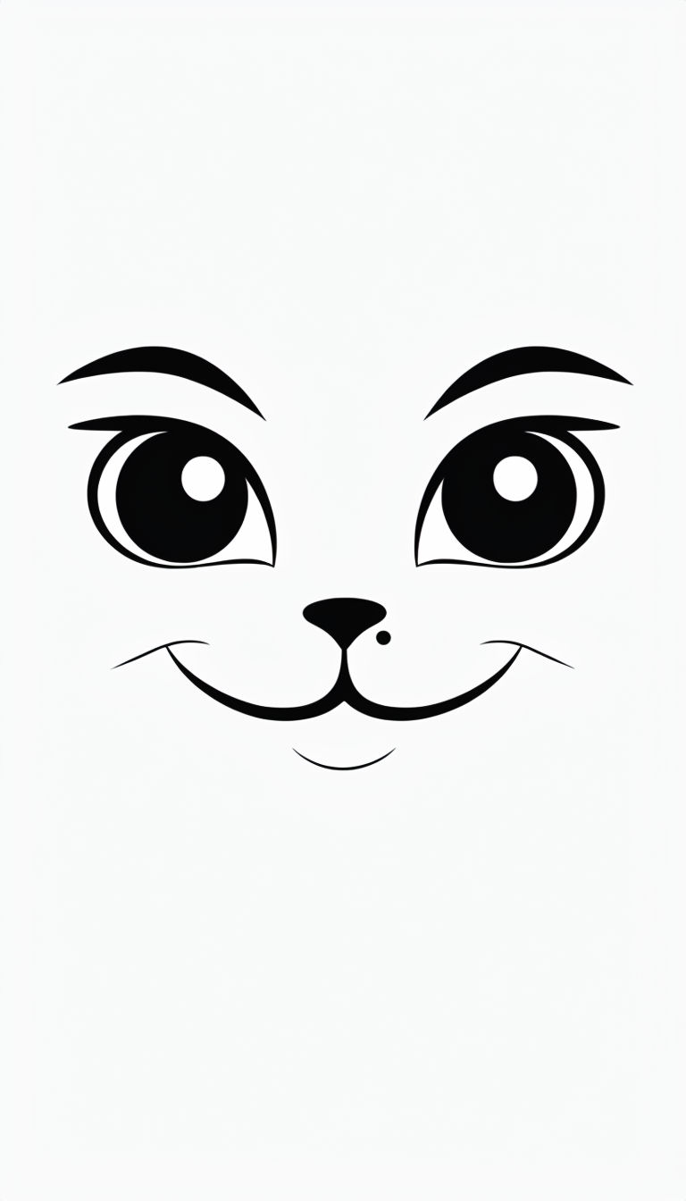 Minimalist Cartoon Cat Face Illustration for Coloring Phone Case Cover